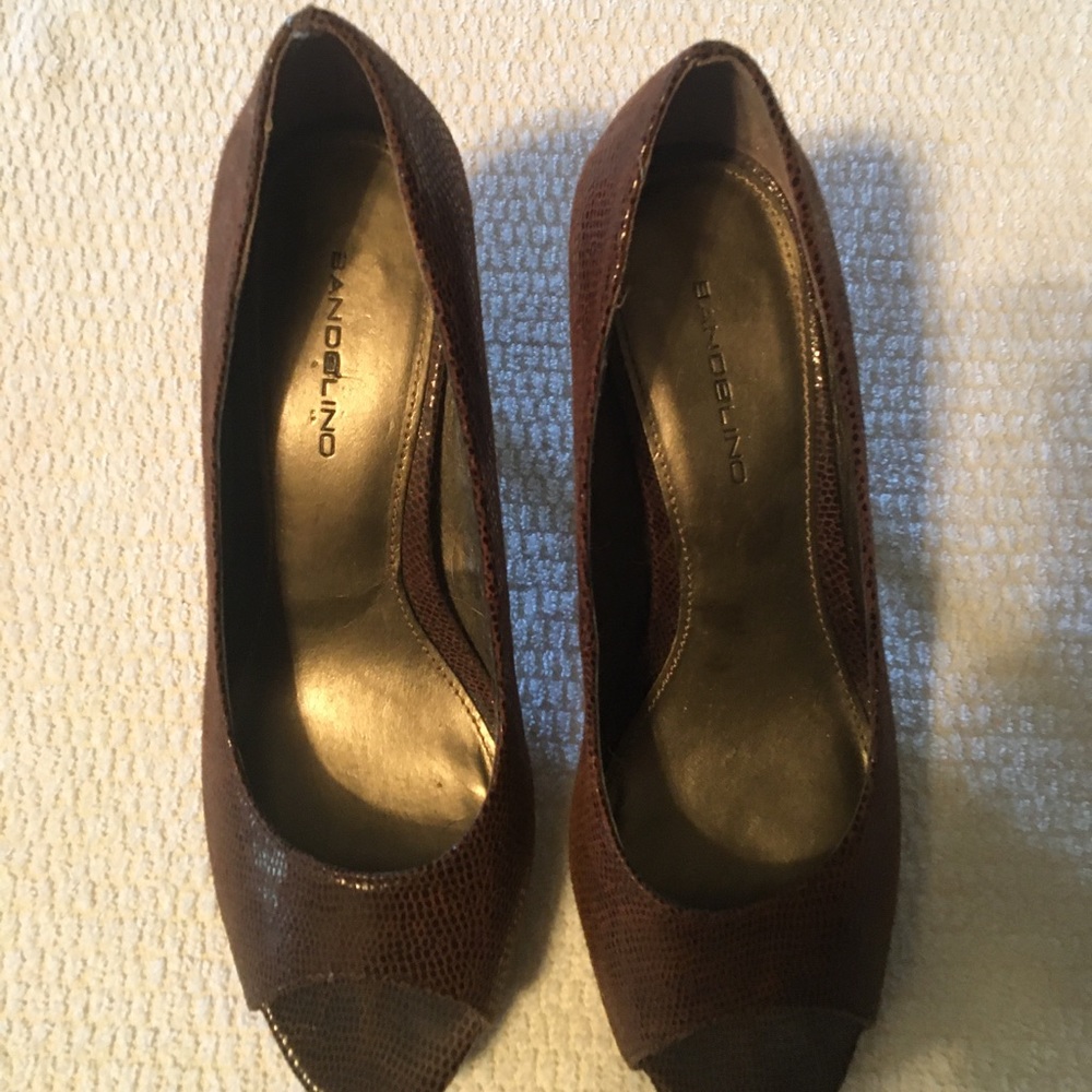 Brown snake skin texture with a 3 inch heel